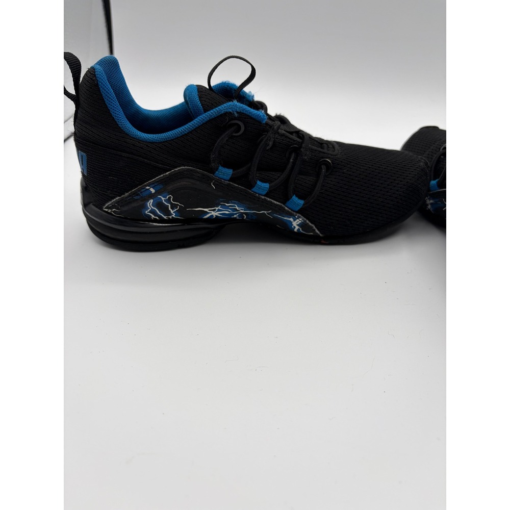 Puma Axelion Lightning Sneakers Kids Size 2C Black Blue Athletic Running Shoes - Picture 6 of 9